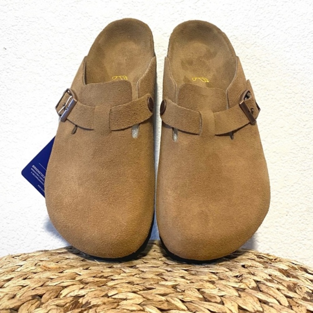 Birkenstock Boston Mule Clog Tan Suede Size 37